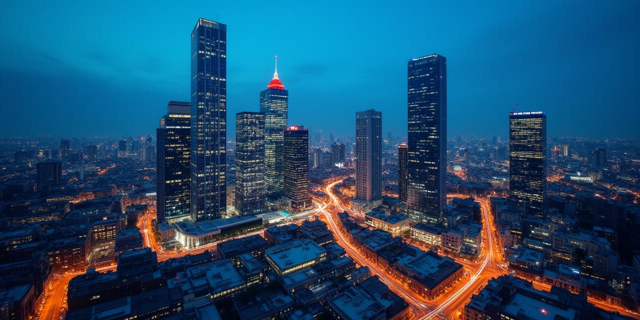 Widok na nowoczesne centrum Warszawy w nocy